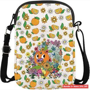 Canvas Crossbody Bag Adjustable Strap Zipper Closure 3 Pockets